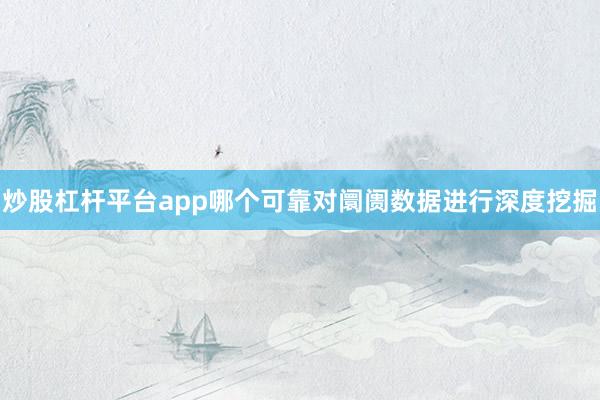 炒股杠杆平台app哪个可靠对阛阓数据进行深度挖掘