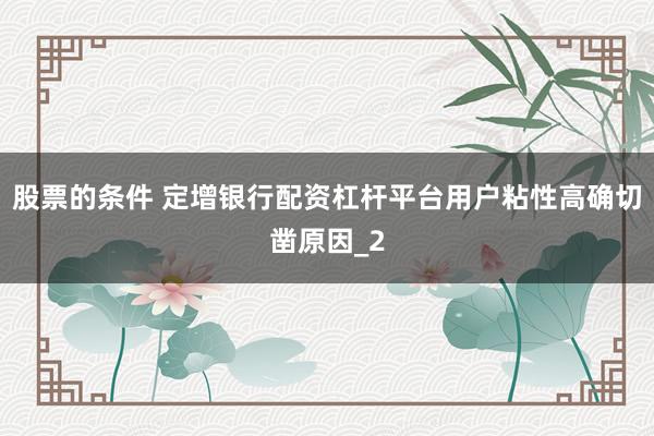 股票的条件 定增银行配资杠杆平台用户粘性高确切凿原因_2